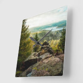 森林 |ドイツのオア山脈 スクエア壁時計 (傾斜)