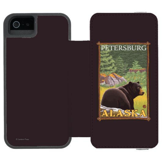 森林-ピーターズバーグ、アラスカのツキノワグマ INCIPIO iPhoneウォレットケース (フォリオオープン)