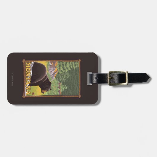 森林-モンタナのツキノワグマ ラゲッジタグ (正面横)