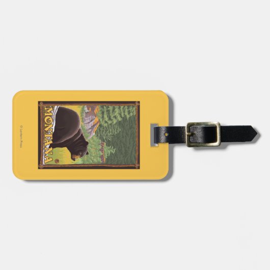 森林-モンタナのツキノワグマ ラゲッジタグ (正面横)