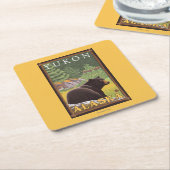 森林-ユーコン準州、アラスカのツキノワグマ スクエアペーパーコースター (アングル)