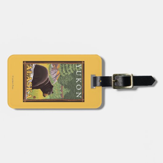 森林-ユーコン準州、アラスカのツキノワグマ ラゲッジタグ (正面横)