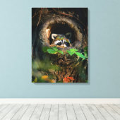 森林 |ラクーンのぞき取り キャンバスプリント (インサイチュ (ウッドフロア))