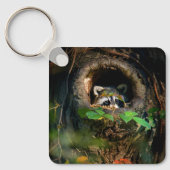 森林 |ラクーンのぞき取り キーホルダー (正面)