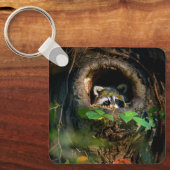 森林 |ラクーンのぞき取り キーホルダー (正面)