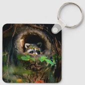 森林 |ラクーンのぞき取り キーホルダー (裏面)