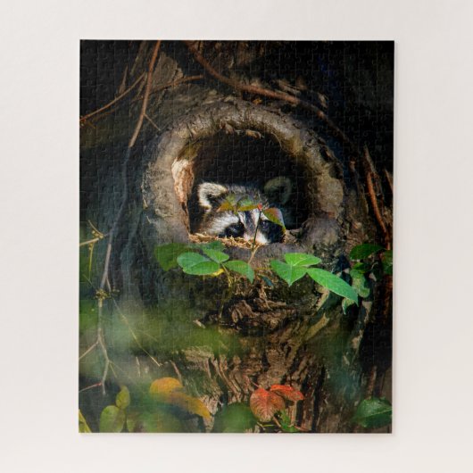 森林 |ラクーンのぞき取り ジグソーパズル (縦)