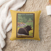 森林-レーニア山、ワシントン州のツキノワグマ クッション (ブランケット)