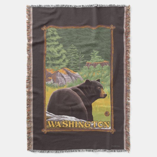 森林-ワシントン州のツキノワグマ スローブランケット (正面縦)