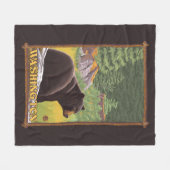 森林-ワシントン州のツキノワグマ フリースブランケット (正面(横))