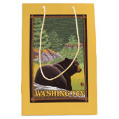 森林-ワシントン州のツキノワグマ ミディアムペーパーバッグ (正面)