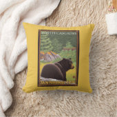 森林-北の滝、Washingtoのツキノワグマ クッション (ブランケット)