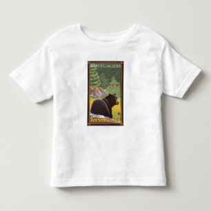 森林-北の滝、Washingtoのツキノワグマ トドラーTシャツ