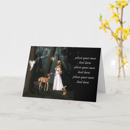 森林-妖精のファンタジーのカードカスタムでぴかぴか光って下さい カード (黄色い花)