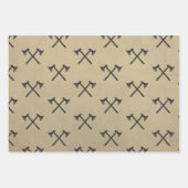 森林、斧、山の黒と石の包み ラッピングペーパーシート (正面3)