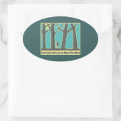 森林、木、トレッキング 楕円形シール (バッグ)