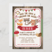 森林、森林動物の誕生日の招待状 招待状 (正面)