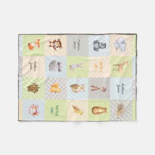 森林、海およびサファリの動物のキルトのフリースBlanke フリースブランケット (正面(横))