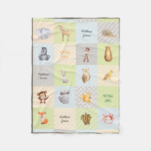 森林、海およびサファリの動物のキルトのフリースBlanke フリースブランケット (正面)