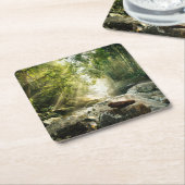 森林 |熱帯ジャングルフォレスト スクエアペーパーコースター (アングル)