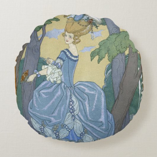 森林、「祝日Galantのためのイラストレーションで歩かせて下さい ラウンドクッション (正面)