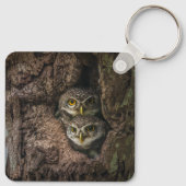 森林 | 2つのフクロウが探している キーホルダー (裏面)