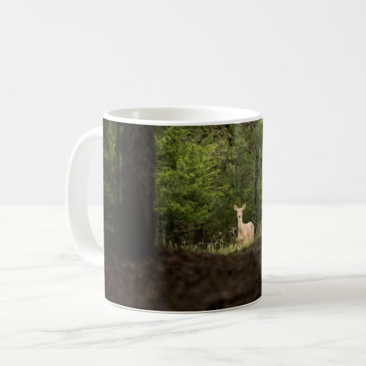 森林 | A白い尾を持つ鹿の森 コーヒーマグカップ (正面左)