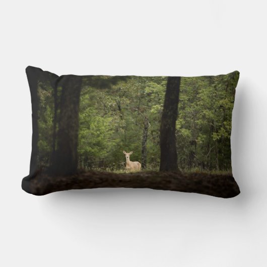 森林 | A白い尾を持つ鹿の森 ランバークッション (正面)