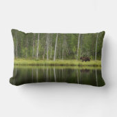 森林 Bear at Taiga Forest Northern Finland ランバークッション (正面)