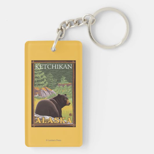 森林- Ketchikan、アラスカのツキノワグマ キーホルダー (裏面)