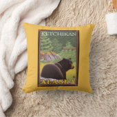 森林- Ketchikan、アラスカのツキノワグマ クッション (ブランケット)