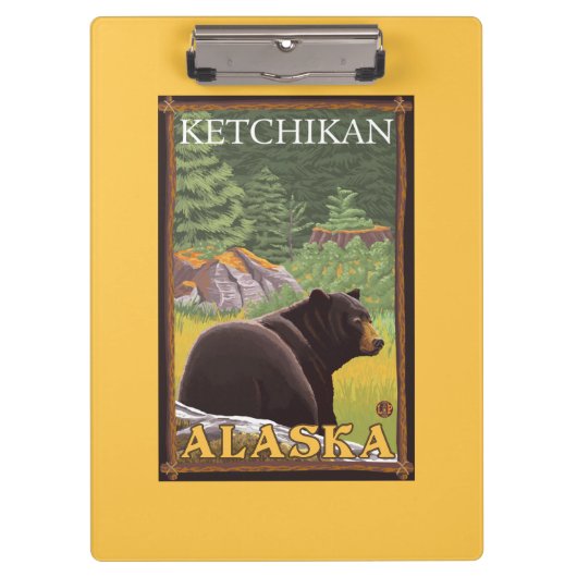 森林- Ketchikan、アラスカのツキノワグマ クリップボード (正面)