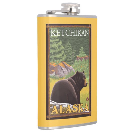 森林- Ketchikan、アラスカのツキノワグマ フラスク (右)