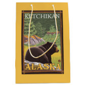 森林- Ketchikan、アラスカのツキノワグマ ミディアムペーパーバッグ (正面)