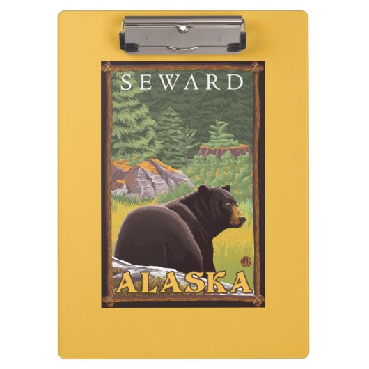 森林- Seward、アラスカのツキノワグマ クリップボード (正面)