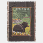 森林- Seward、アラスカのツキノワグマ スローブランケット (正面縦)