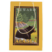 森林- Seward、アラスカのツキノワグマ ミディアムペーパーバッグ (裏面)