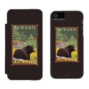 森林- Seward、アラスカのツキノワグマ iPhone SE/5/5sウォレットケース