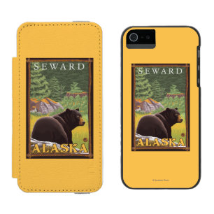 森林- Seward、アラスカのツキノワグマ iPhone SE/5/5sウォレットケース