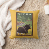 森林- Sitka、アラスカのツキノワグマ クッション (ブランケット)