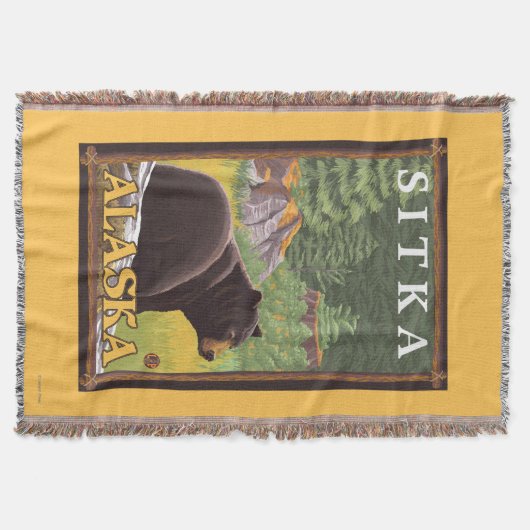 森林- Sitka、アラスカのツキノワグマ スローブランケット (正面)