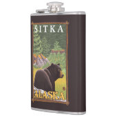 森林- Sitka、アラスカのツキノワグマ フラスク (左)
