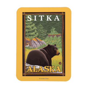森林- Sitka、アラスカのツキノワグマ マグネット