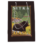 森林- Sitka、アラスカのツキノワグマ ミディアムペーパーバッグ (正面)