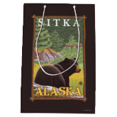 森林- Sitka、アラスカのツキノワグマ ミディアムペーパーバッグ (裏面)