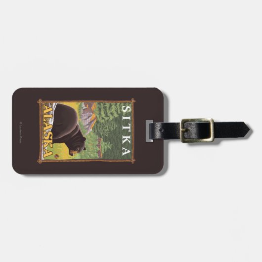 森林- Sitka、アラスカのツキノワグマ ラゲッジタグ (正面横)