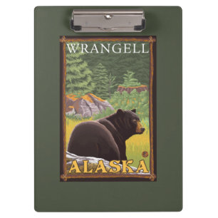 森林- Wrangell、アラスカのツキノワグマ クリップボード