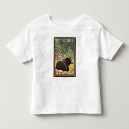 森林- Wrangell、アラスカのツキノワグマ トドラーTシャツ (正面)