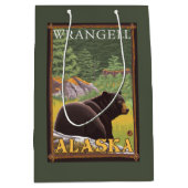 森林- Wrangell、アラスカのツキノワグマ ミディアムペーパーバッグ (正面)