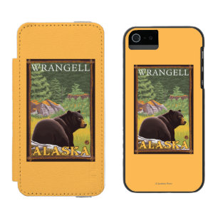 森林- Wrangell、アラスカのツキノワグマ iPhone SE/5/5sウォレットケース